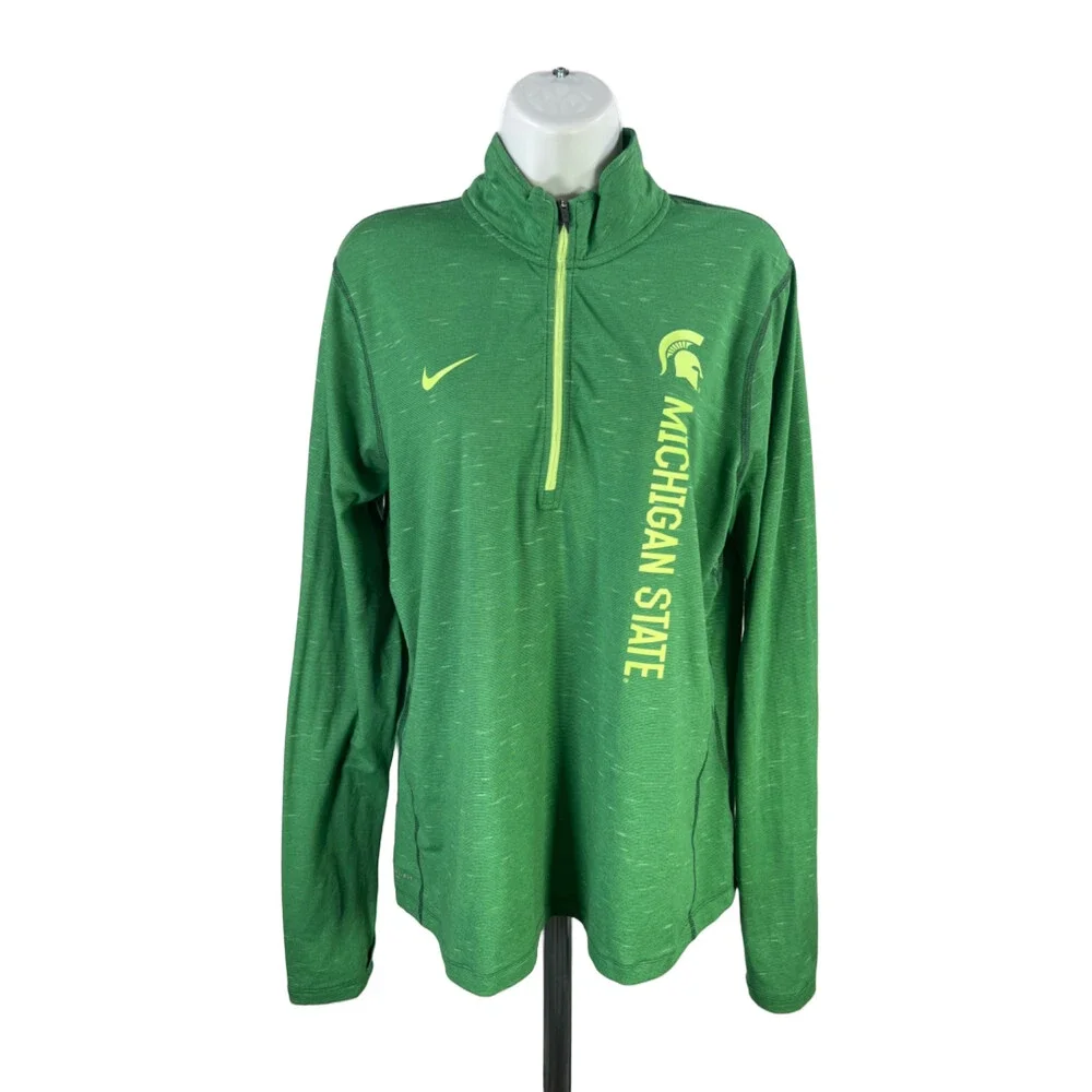 Nike Women's Green Michigan State University Long Sleeve Quarter Zip Jacket - XL